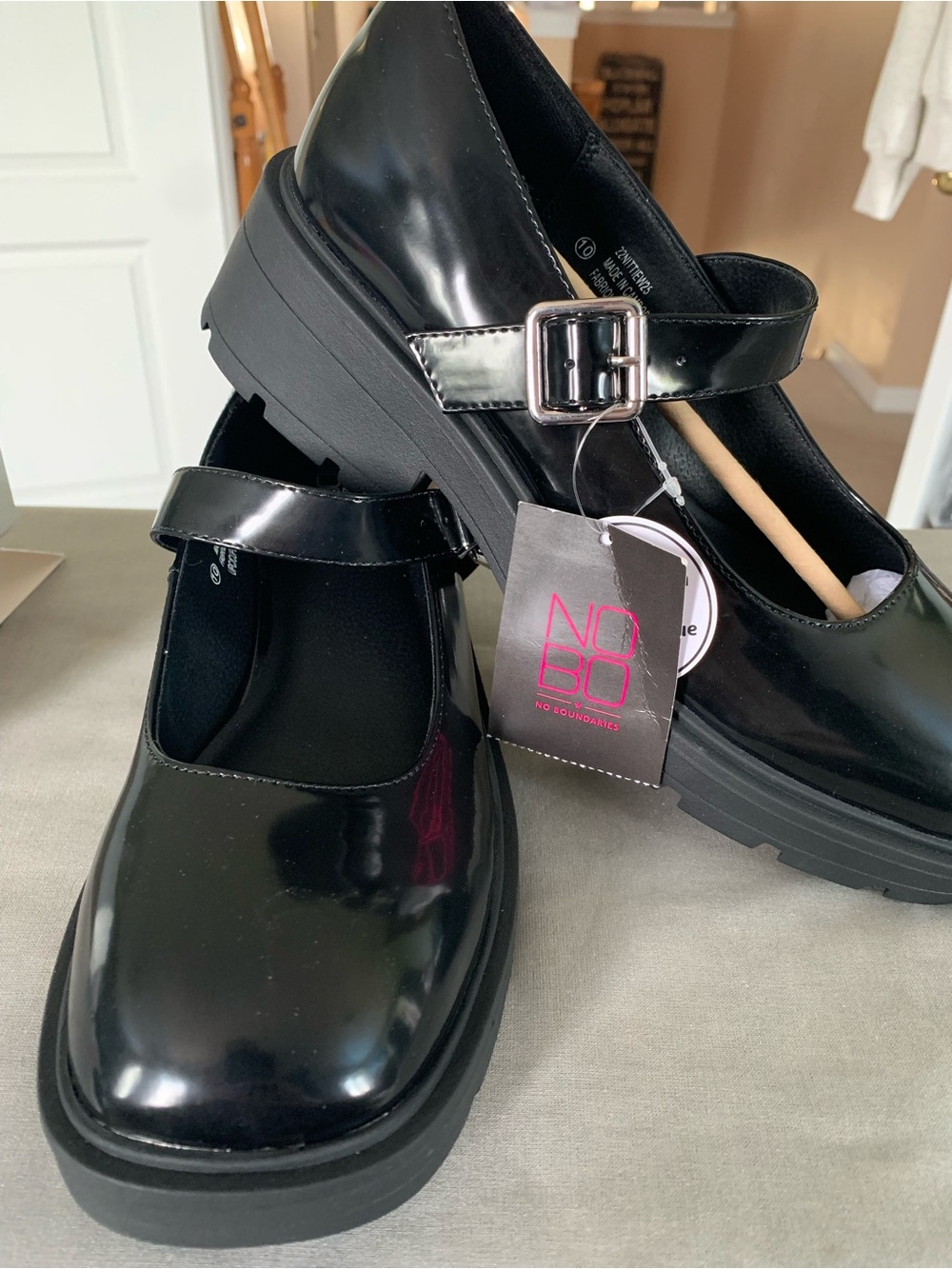 NOBO Black Patent Mary Jane Platform Loafers